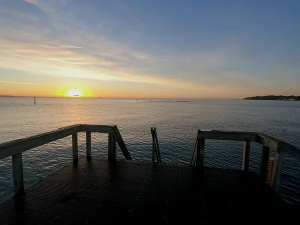 stock image Pier. Pier for swimming in the sea in cold weather.