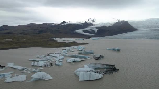 Zlanda Jokulsarlon Buzulu Yukarıdan Görüntüle — Stok video