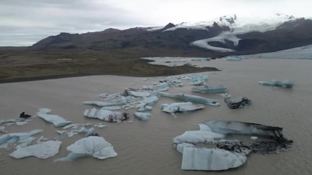 Ijsland Jokulsarlon Gletsjer Uitzicht Van Bovenaf — Stockvideo