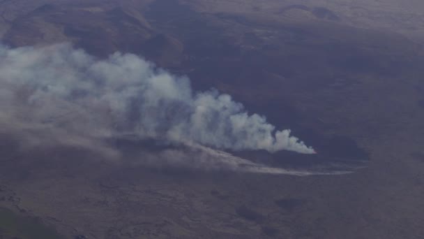 Volcán Llamas Desde Ventana Avión Islandia — Vídeos de Stock