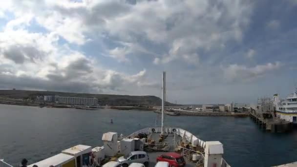 Cirkewwa Malta April 2023 Ferry Ferry Departs Port — Stock Video