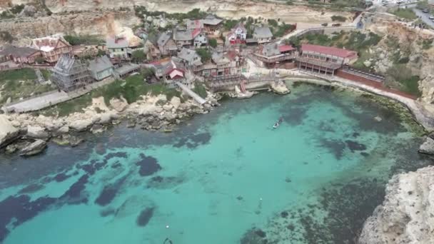 Malta Vista Aérea Pequeño Popeye Village — Vídeos de Stock