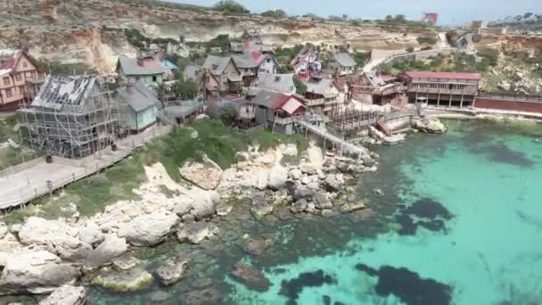 Malta Vista Aérea Pequeño Popeye Village — Vídeos de Stock