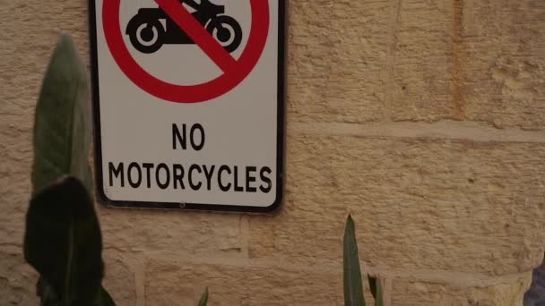 Prohibition Sign Motorcyclists Allowed Ride — Stock Video