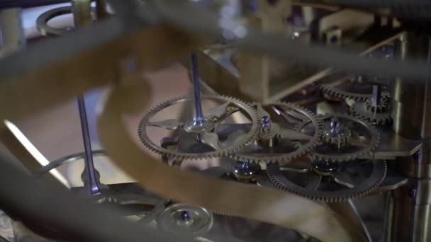 Mecanismo Engranajes Reloj Mecánico Primer Plano — Vídeos de Stock