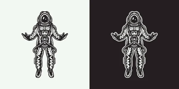 Ancien Astronaute Rétro Peut Être Utilisé Pour Logo Badge Étiquette — Image vectorielle