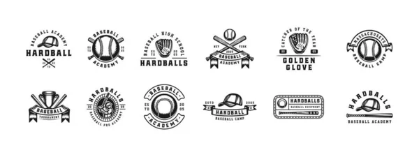 Set Vintage Retro Baseball Game Sport Emblem Logo Badge Label — Stock Vector