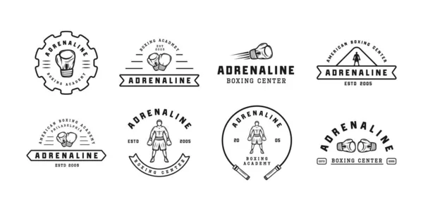 Boksning Kampsport Logo Badges Etiketter Vintage Stil Motivationsplakater Med Inspirerende – Stock-vektor