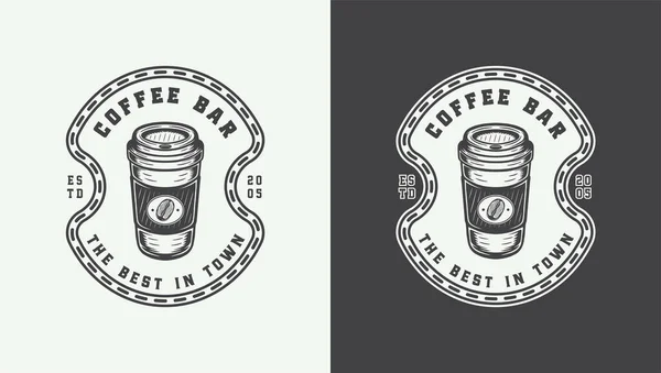 Zestaw Zabytkowych Emblematów Retro Kawy Logo Odznaki Etykiety Znak Plakat — Wektor stockowy