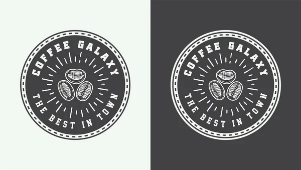 Antika Kahve Amblemi Logo Rozet Etiket Şaret Poster Baskı Monokrom — Stok Vektör
