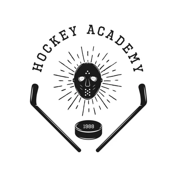 Conjunto Vintage Retro Invierno Deporte Hockey Emblema Logotipo Insignia Etiqueta — Vector de stock