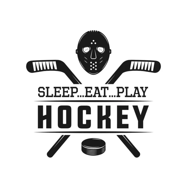 Set Aus Retro Wintersport Hockey Emblem Logo Abzeichen Etikett Markierung — Stockvektor