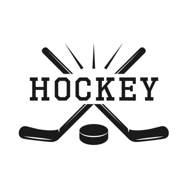 Uppsättning Vintage Retro Vinter Sport Hockey Emblem Logotyp Märke Etikett — Stock vektor