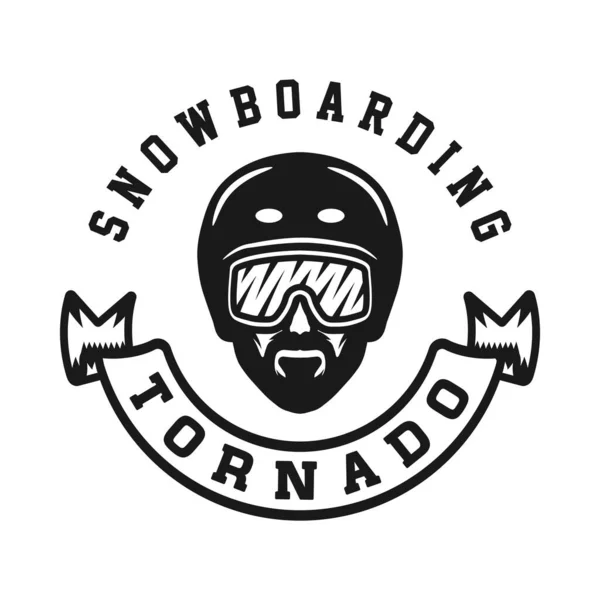 Eski Tip Kış Sporu Snowboard Macera Amblemi Logo Rozet Etiket — Stok Vektör
