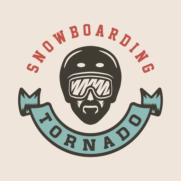 Eski Tip Kış Sporu Snowboard Macera Amblemi Logo Rozet Etiket — Stok Vektör