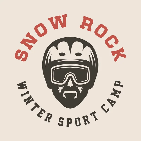 Vintage Ρετρό Χειμερινό Σπορ Σκι Snowboard Περιπέτεια Έμβλημα Λογότυπο Σήμα — Διανυσματικό Αρχείο