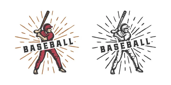 Vintage Retro Baseball Sportabzeichen Logo Abzeichen Etikett Markierung Plakat Oder — Stockvektor