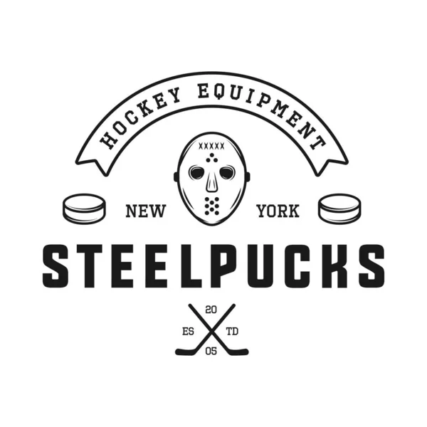 Zestaw Vintage Retro Hokej Zimowy Godło Sportowe Logo Odznaka Etykieta — Wektor stockowy