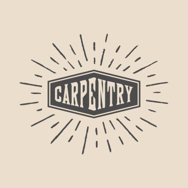 Vintage retro woodwork carpentry mechanic emblem, logo, badge, label. mark, poster or print. Monochrome Graphic Art. Vector Illustration.	
