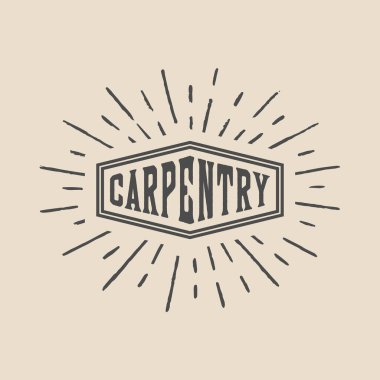 Antika marangozluk marangozluk mekanik amblemi, logo, rozet, etiket. İşaret, poster ya da baskı. Monokrom Grafik Sanatı. Vektör