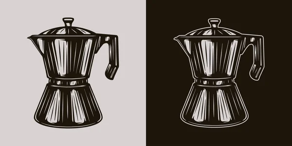 Klasik Kahve Demleme Elementi Kahve Demliği Amblem Logo Rozet Etiket — Stok Vektör