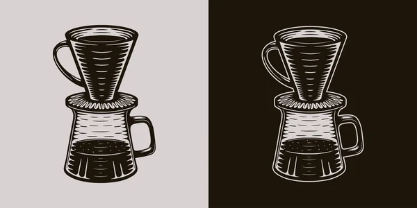 Vintage Retro Coffee American Filtr Kettle Can Used Logo Emblem —  Vetores de Stock