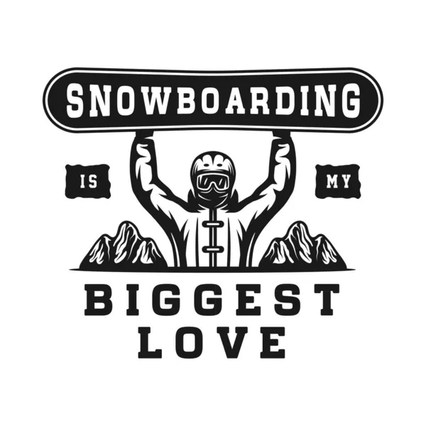 Vintage Rétro Sports Hiver Ski Snowboard Aventure Emblème Logo Insigne — Image vectorielle