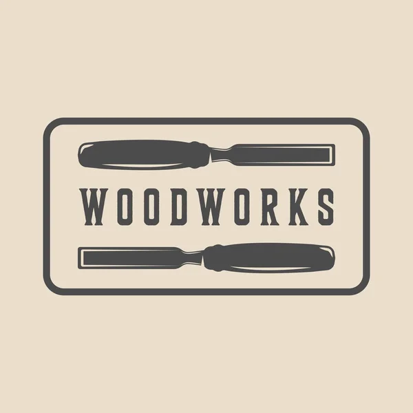 Vintage Retro Woodwork Carpentry Mechanic Emblem Logo Badge Label Mark — Stock Vector