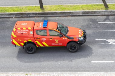 Lizbon, Portekiz, 11 Mart 2024, Fanhoes İtfaiyesi Komuta ve Acil Durum Aracı