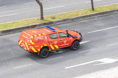 Lizbon, Portekiz, 11 Mart 2024, Fanhoes İtfaiyesi Komuta ve Acil Durum Aracı
