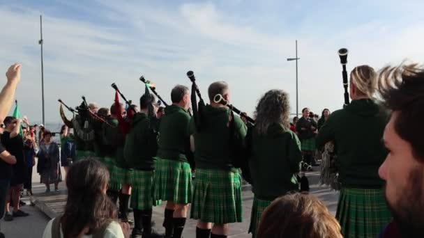 Commerce Square Lissabon Portugal Maart 2024 Patricks Day Viering Voor — Stockvideo