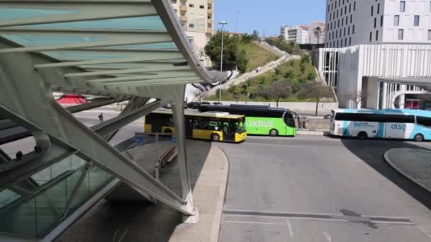 Autobus Trasporto Passeggeri Gare Oriente Bus Terminal Lisbona Portogallo Marzo — Video Stock