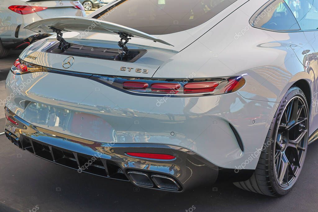 Mercedes amg gt 63 pro 4matic showing its back and big spoiler