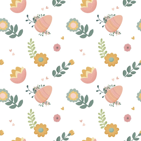 Eine Nahtlose Musterillustration Eines Floralen Elements Mit Eiern Und Blättern — Stockfoto