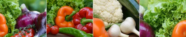 Panoramic collection fresh vegetables.Collage of vegetables. Juicy ripe vegetables . Healthy fresh food. Vegetarianism and veganism. Food collage.
