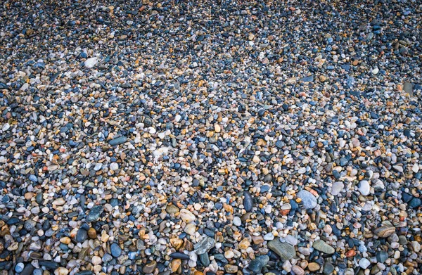Nærbilde Smooth Avrundet Pebbles Texture Sandy Beach Shoreline Med Natural – stockfoto