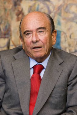 İspanyol bankacı Emilio Botin 'in portresi. Santander Bankası 'nın başkanıydı..