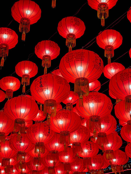 Chinese lanterns at traditional events of Thai-Chinese people in Thailand.