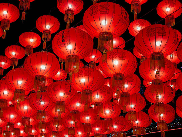 Chinese lanterns at traditional events of Thai-Chinese people in Thailand.