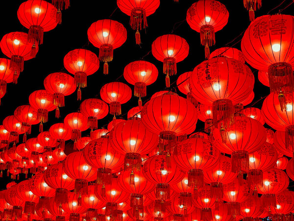 Chinese lanterns at traditional events of Thai-Chinese people in Thailand.