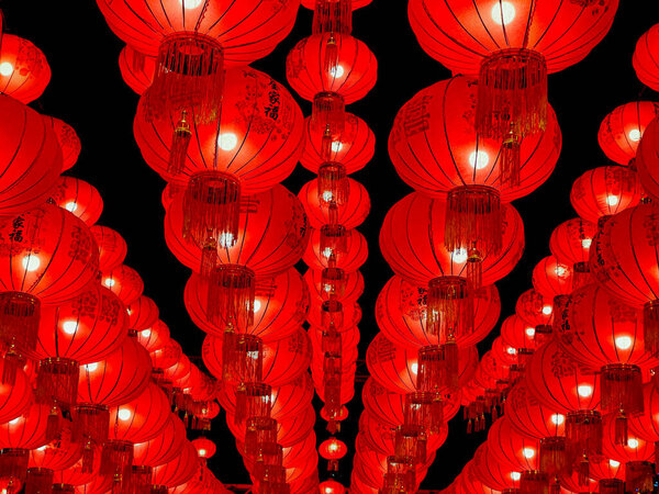 Chinese lanterns at traditional events of Thai-Chinese people in Thailand.