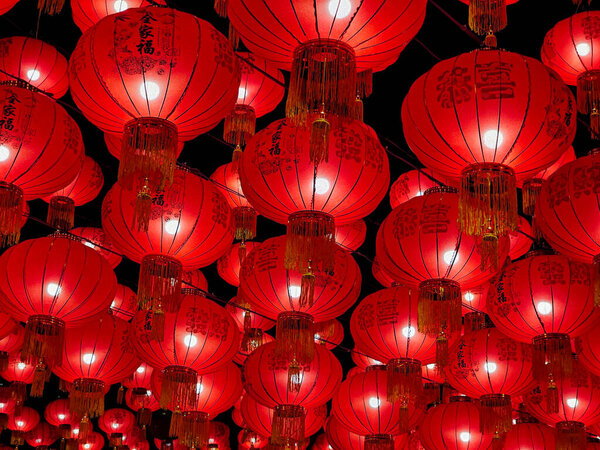 Chinese lanterns at traditional events of Thai-Chinese people in Thailand.