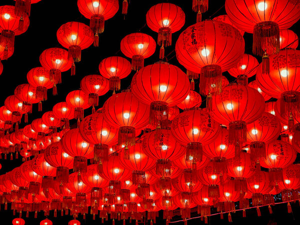 Chinese lanterns at traditional events of Thai-Chinese people in Thailand.