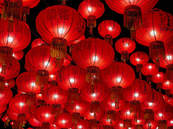 Chinese lanterns at traditional events of Thai-Chinese people in Thailand.