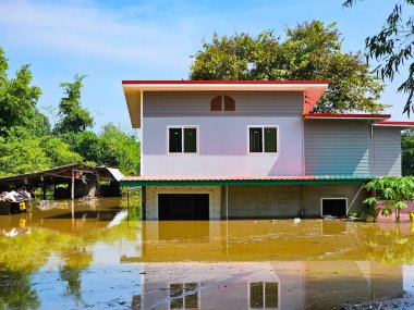 2023 yılında, Tayland 'ın Roi Et Eyaleti' nde sel baskını resimleri.