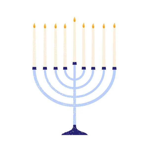 Jüdische Menora Mit Brennenden Kerzen Chanukka Leuchter Mit Neun Teilen — Stockvektor