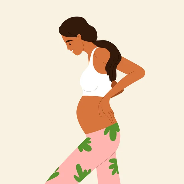 Young Smiling Pregnant Woman Pregnancy Maternity Motherhood Aesthetic Vector Illustration — Stock Vector