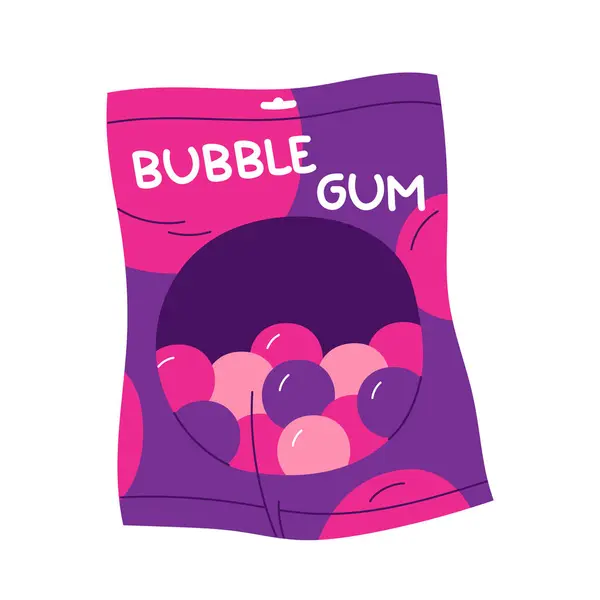 Bubblegum Package Chewing Bubble Gum Balls Packaging Sweet Chewing Candy — Stock Vector