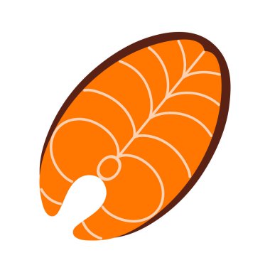 Somon bifteği. Taze çiğ gıda ürünü. Çizgi film tarzında vektör illüstrasyonu. Beyaz arkaplanda izole