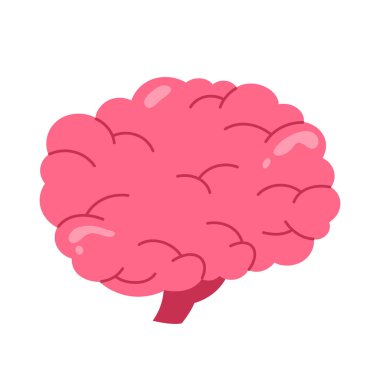 İnsan beyni. Sinir sisteminin iç organı. Vücut anatomisi, biyoloji ve tıp konsepti. Çizgi film tarzında izole vektör illüstrasyonu